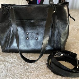 Patricia Nash black leather Chantilly satchel.